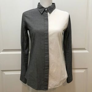 Jonathan Simkhai Gray and White Button Down Shirt